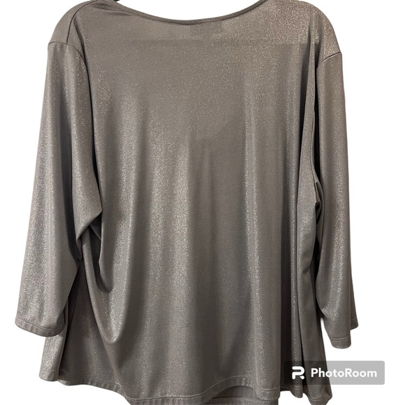 Dress Barn Silver Sparkle Shimmer Dressy Top - Picture 2 of 7